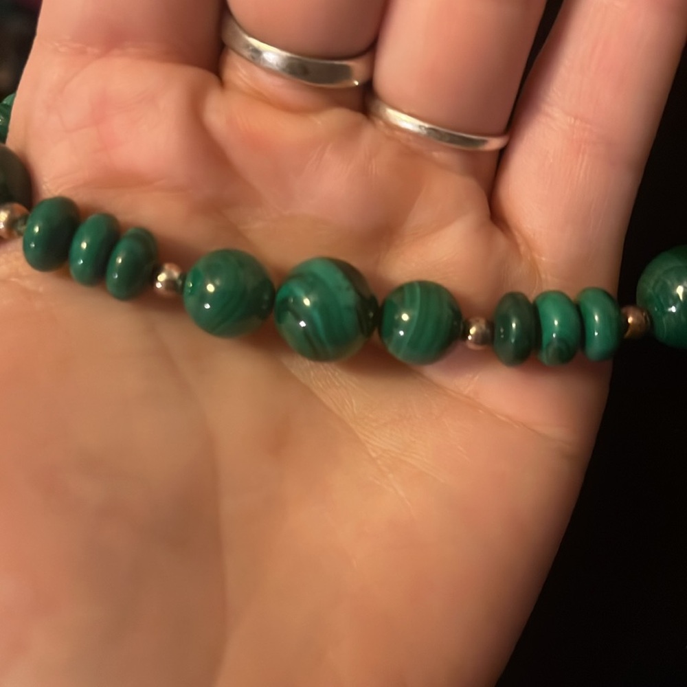 Real malachite and sterling necklace - Picture 3 of 4